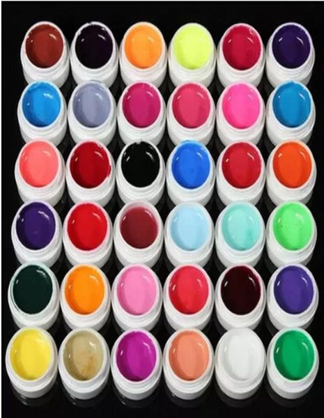 

new 36 pure color nail art uv gel solid extension manicure set for builder polish lamp2189267, Red;pink