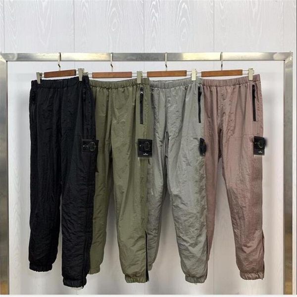 

2020 nylon mens pants brand travel retro sweat pants details metal nylon mesh breath loose feet ykk zipper shrink trousers for252k, Black