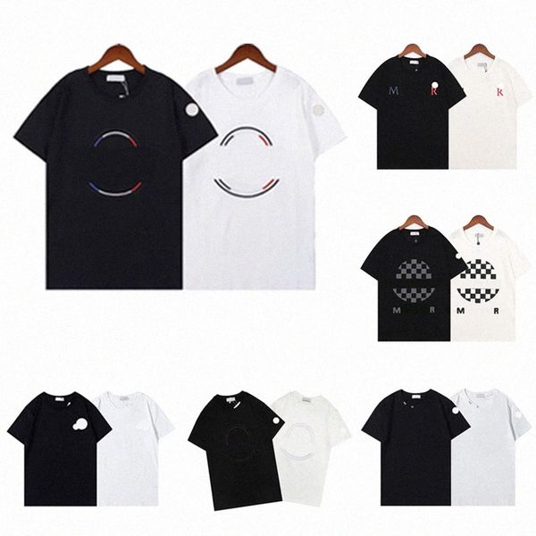 

designer mens basic mo t shirt womens designer double embroidered badge tshirts men s graphic tees summer tshirt, White;black