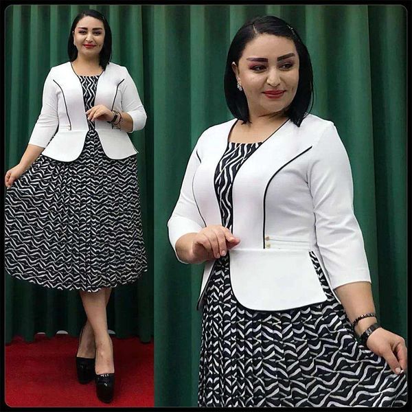 

item fat butt womens clothing large scale fake two piece dress, Black;gray