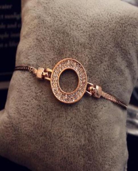 

fashion women039s crystal round charm bracelet bangle alloy rose gold plated wedding party jewelry drop 51221634900125, Golden;silver