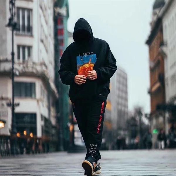 

2023 autumn and winter fashion brand graffiti splash ink hooded pullover men and women loose jacket272j, Black