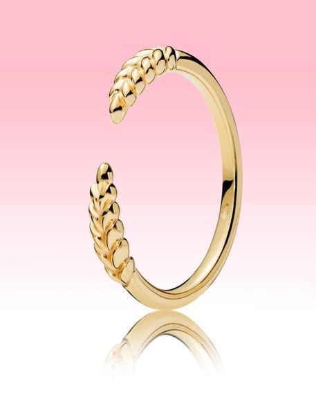 

yellow gold plated open grains ring women men's fashion jewelry with original box for p real 925 silver rings set 011558, Slivery;golden