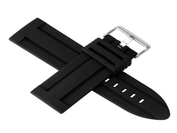 

watch bands 2830mm silicone pin buckle waterproof straps015954044, Black;brown