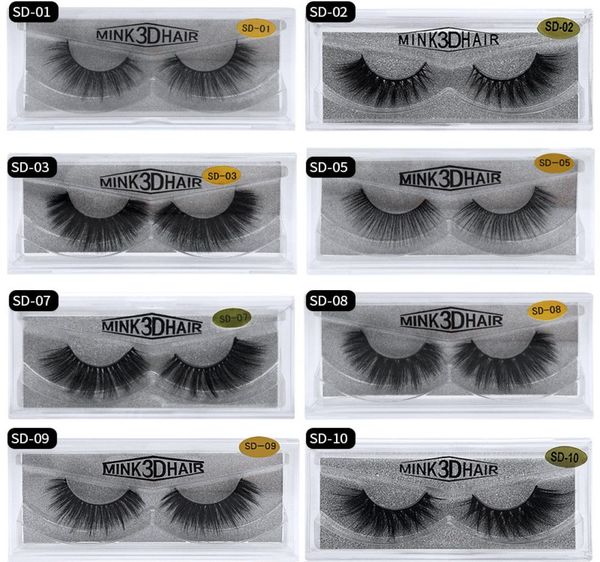 

20 style 3d mink hair fake eyelash 100 thick real mink hair false eyelashes natural extension fake eyelashes dhl 3078201