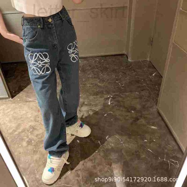 

women's pants & capris designer 23 summer new niche design with embroidered slimming denim pants wide legs, fashionable and versatile 9, Black;white