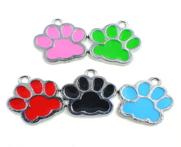 

50pcs hc356 pretty enamel cat dogbear paw prints hang pendant fit rotating key chain keyrings bag jewelry making5954479, Bronze;silver