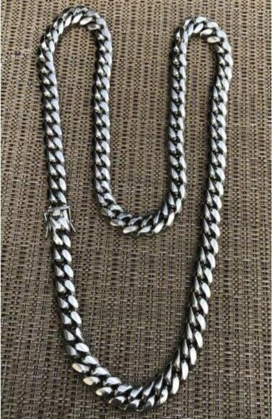

12mm mens miami cuban link chain stainless steel heavy 14k gold plated hip hop9144390, Silver