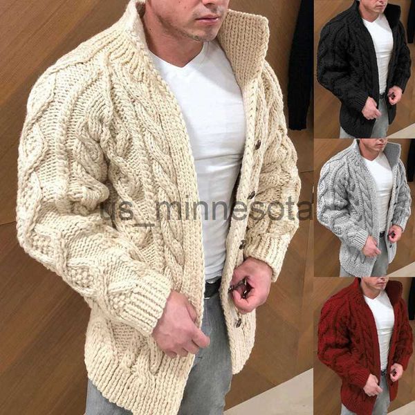 

men's jackets autumn winter solid color buttoned sweater coats for men casual turtle neck knitted cardigan mens fashion streetwear j23, Black;brown