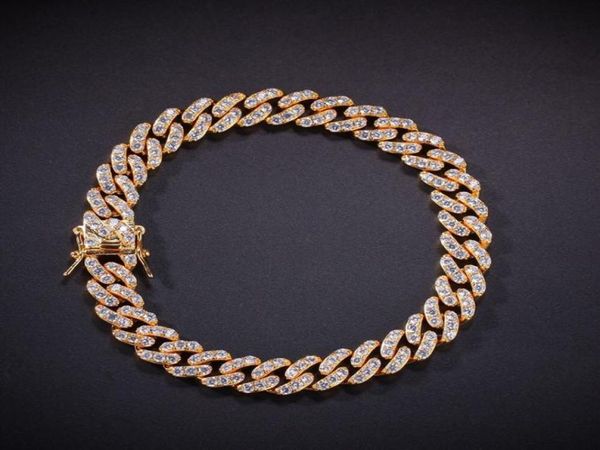 

8mm men zircon link bracelet hip hop jewelry gold copper material iced out women039s cz chain fashion for gift5449853, Black