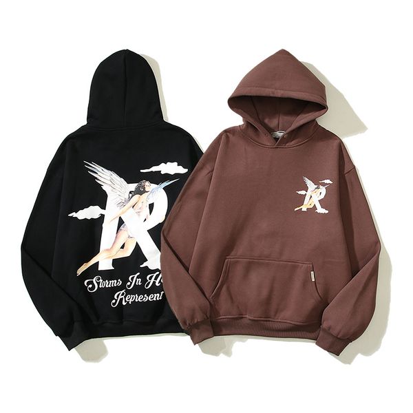 

designer men hoodie fashion men casual women hip hop hooded sweatshirts men women loose coat pullover sweater couple angel r word letter hoo, Black
