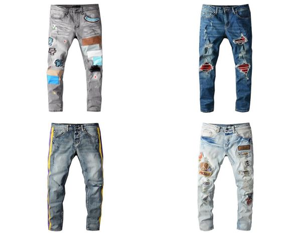 

of the fashion trend mnes jeans american summer innovative style denim pants pop ripped slim fit motorcycle jean1413799, Blue
