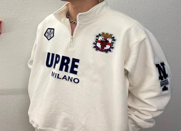 

embroidery letters milano half zip men039s hoodies autumn spring luxury badge women pullover sweatshirt usa fashion high street6647752, Black