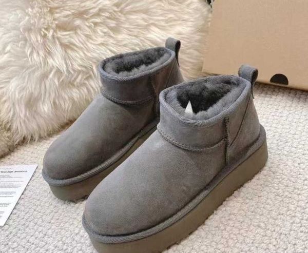 

warm boots mini snow boot ankle bootss australian classic winter full fur fluffy furry satin usa gs 585401 thickened bottom women 's ki, Black