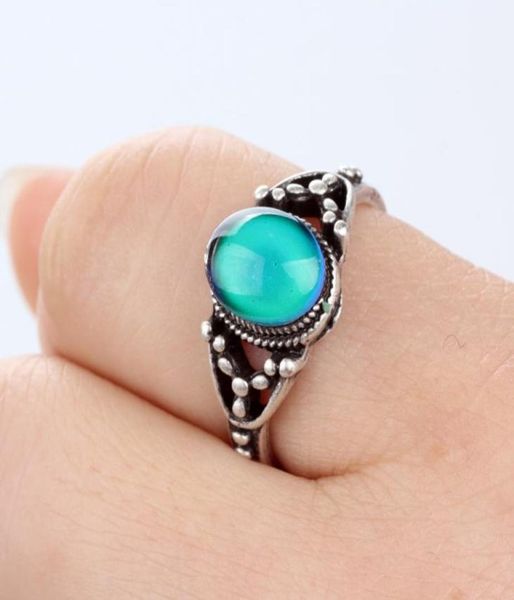 

vintage bohemia retro color change mood emotion feeling ring temperature control rings for women mjrs0064705662, Golden;silver