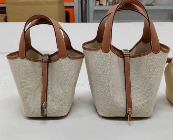 

aherbag designer handbag picotin lock cargo h home new h vegetable basket bag buckle water bucket casual portable canvas small qdz