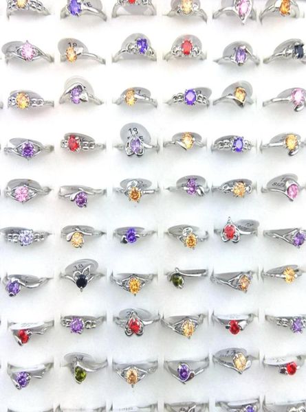 

whole 50pcs classic style real zircon rings mixed color fashion rings for women wedding bands 1903076, Golden;silver