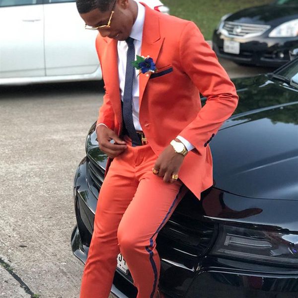 

2 piece formal wedding tuxedos for groom men suits slim fit custom man suit set jacket with stripe pants 2020 fashion229d, White;black