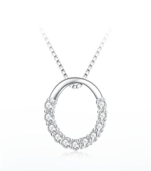 

925 sterling silver pendant necklace women short european and american fashion circle diamond clavicle chain jewelry32297197646308