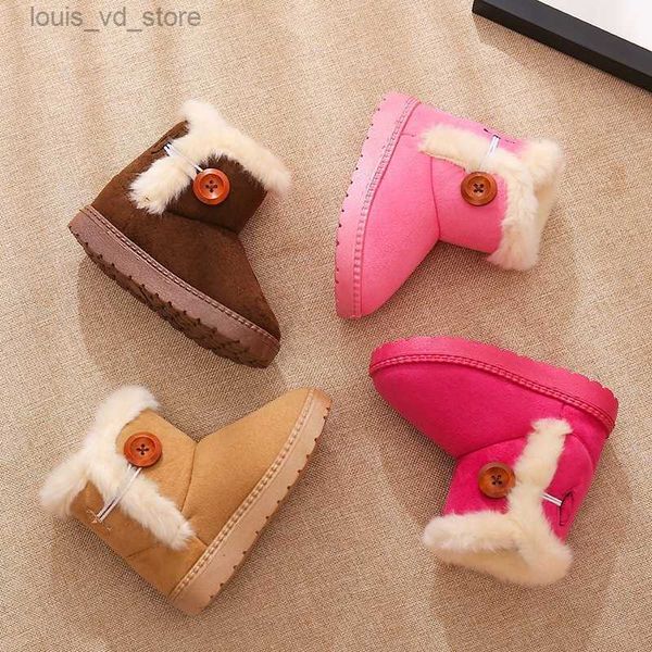 

winter children boots thick warm shoes cotton-padded suede buckle girls boots 2021 boys snow boots kids shoes t230811, Black;grey