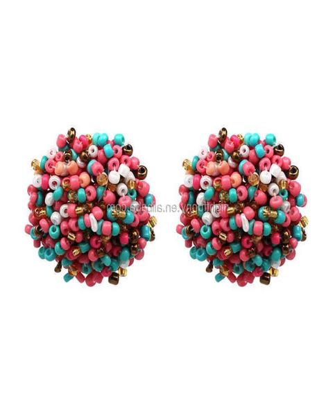 

seed beaded stud earrings seedbeads cluster earrings stud019892005, Golden