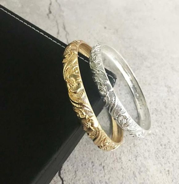 

bangle dubai jewelry woman metal gold bracelet with designer charms brand for women carving flowers girlfriends2648714, Black