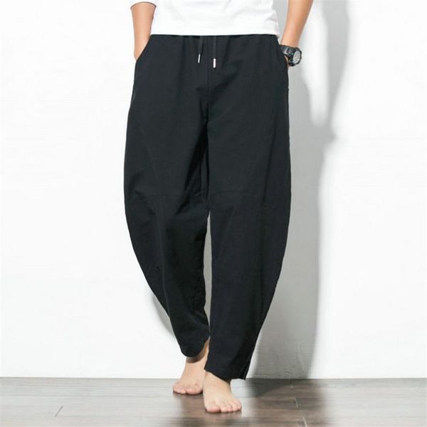 

mens summer spring chinese style pants loose lantern pants harem pants wide leg trousers 223l, Black