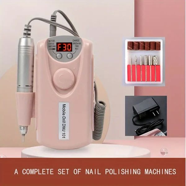 

professional electric nail drill set - usb rechargeable, acrylic nail file, bits & more - perfect for manicure & pedicure