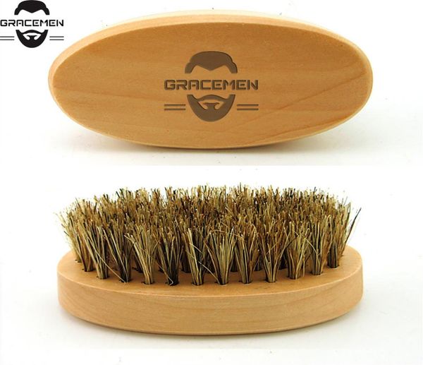 

moq 50 pcs pocket mini beard brush for facial hair oem customized logo wood handle with pure boar bristle brushes whiskers moustac8688815, Silver