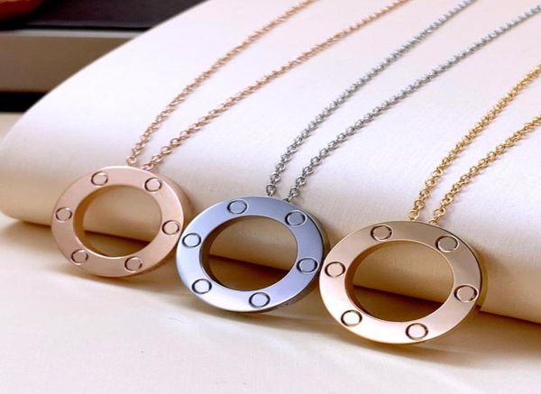 

new fashion women pendant necklaces titanium steel cz diamond luxury necklace designer fine jewelry lady gift for lover8885238, Silver