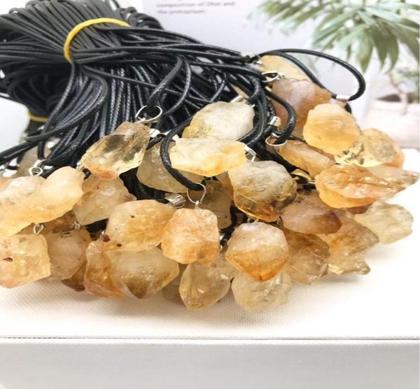 

natural yellow crystal pendant necklace energy stone healing meditation yoga gift whole1289958, Silver