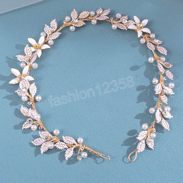 

bridal headband luxury bride tiaras for women rhinestone leaf shaped hair band charming wedding accessories queen gifts for prom, Slivery;golden