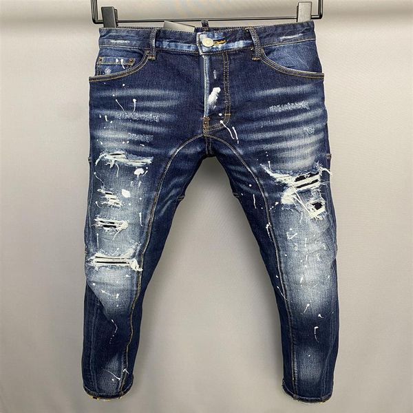 

dsq phantom turtle men's jeans mens luxury designer jeans skinny ripped cool guy causal hole denim fashion brand fit jeans me235v, Blue