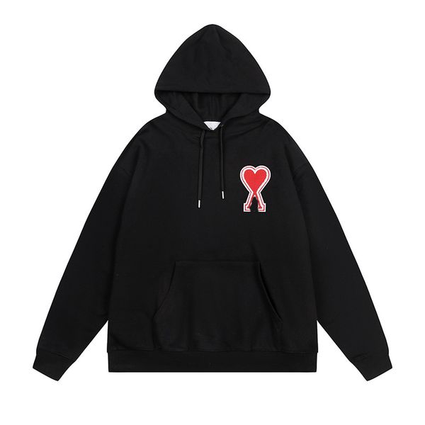 

2023 designer amis mens women hoodies fashion sweatshirts pullover loose long sleeve spring embroid heart print clothes loves clothing, Black