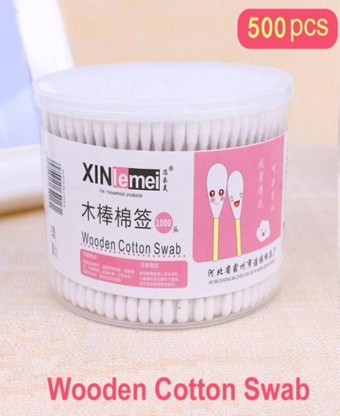 

500pcsbox wooden cotton swabs doubleheaded disposable cotton buds tips nose ear cleaning soft cotton swabs makeup tool19571591889701