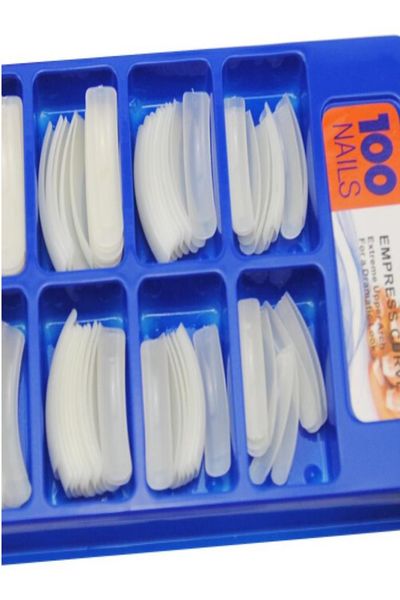 

100pcsset nail tips half cover artificial art false nails salon fake nail tips transparent diy manicure sets 379071, Red;gold