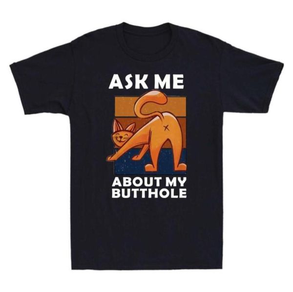

cat ask me about my butthole vintage cat lovers funny men039s short sleeve tshirt43799953833531, White;black