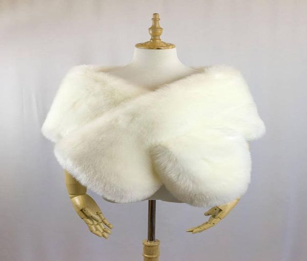 

winter wedding coat bridal faux fur wraps warm stick shawls outerwear black gary shrug women jacket christmas prom evening4598693, White