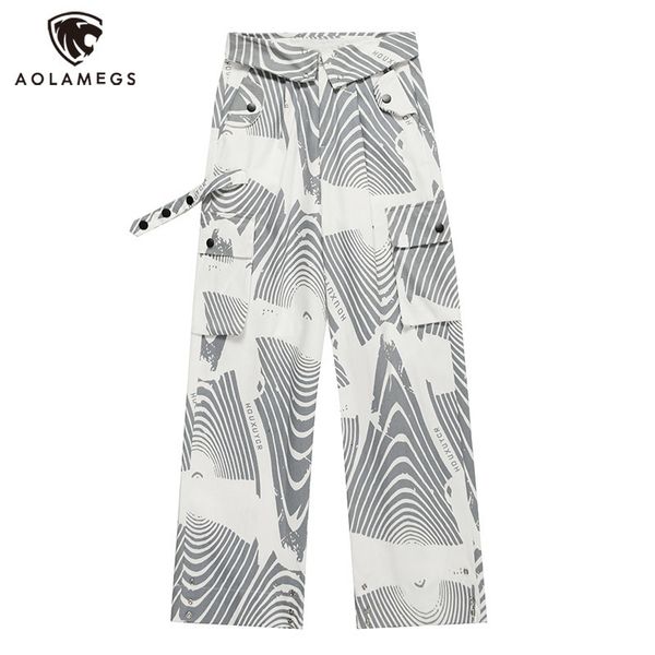 

mens pants hip hop irregular striped graffiti print cargo for men turn down waist straight oversized trousers with patch pocket y2k 230810, Black