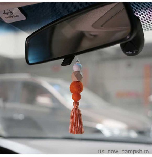 

decorations perfume diffuser tassel natural wood silicone felt beads car aromatherapy pendant hanging ornaments auto interior decoration r23