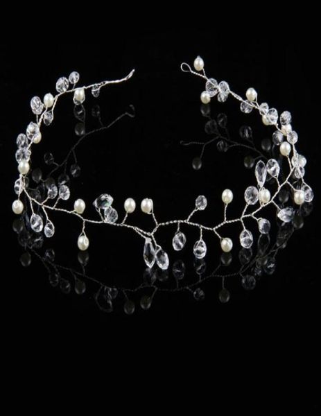 

sparkly gold silver hair jewelry crystal faux pearl tiaras hairbands for bride wedding party crowns headbands shining rhinestone h5096693