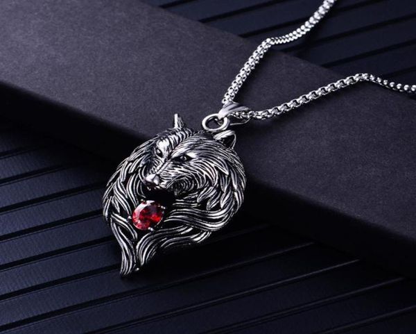 

wolf head necklace for men women pendant erkek kolye biker cool jewelry animal charm whole vintage punk gift 3044293, Silver