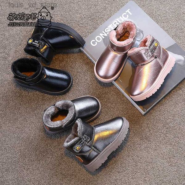 

boys snow boots 2021 new winter girls warm cotton boots big children waterproof non-slip short boots kids snow boots baby boots t230811, Black;grey
