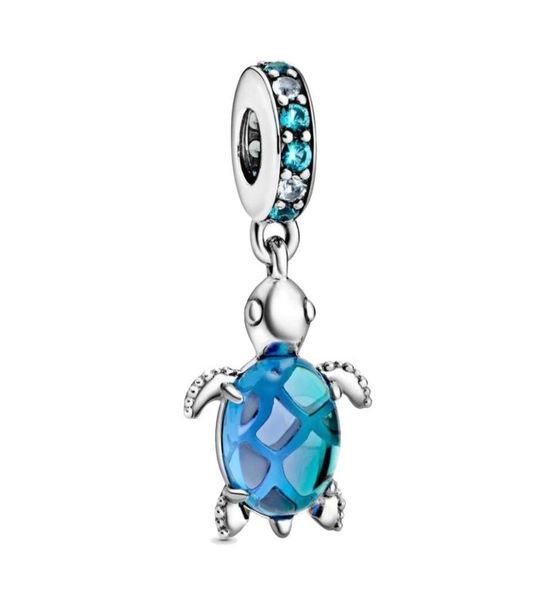 

fine jewelry authentic 925 sterling silver bead fit p charm bracelets murano glass sea turtle dangle charms safety chain pendant diy beads57, Bronze;silver