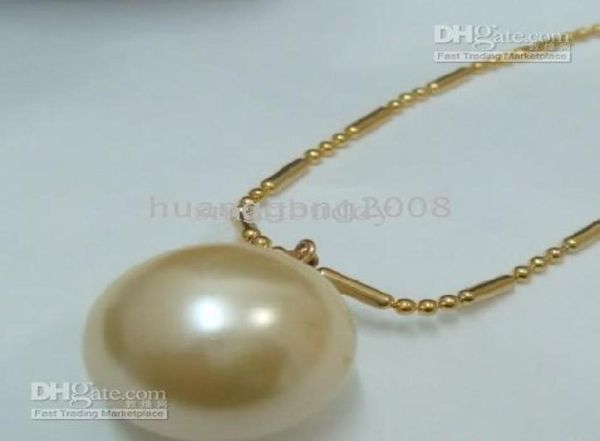 

16mm south sea gold shell pearl pendant necklace chain0123041674, Silver