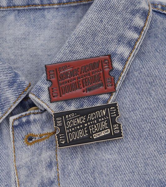 

rocky horror movie ticket brooch science fictiondouble feature enamel pin lapel pin badge red black ticket brooches broche2992743, Gray