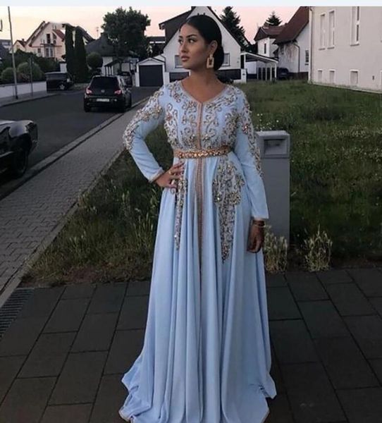 

sky blue moroccan caftan evening dresses v neck crystal algeria arabic muslim special occasion dresses party gowns guest dress6276853, Black;red