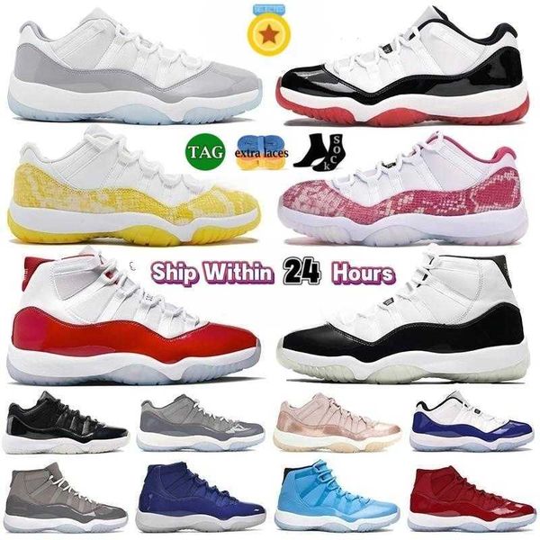 

2023 jumpman 11 11s basketball shoes cement cool grey cherry yellow snakeskin dmp gamma royal blue 72-10 concord bred 25th anniversary mens