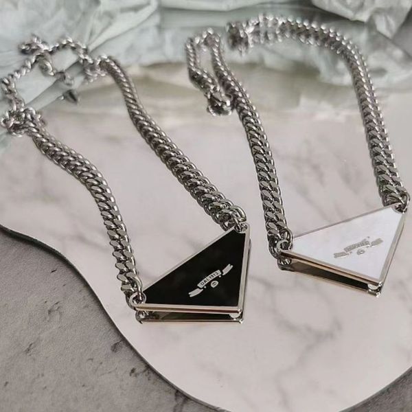 

designer silver color mens necklace triangle letters designer necklace love trendy punk enamel cool street womens pendants necklaces ladies