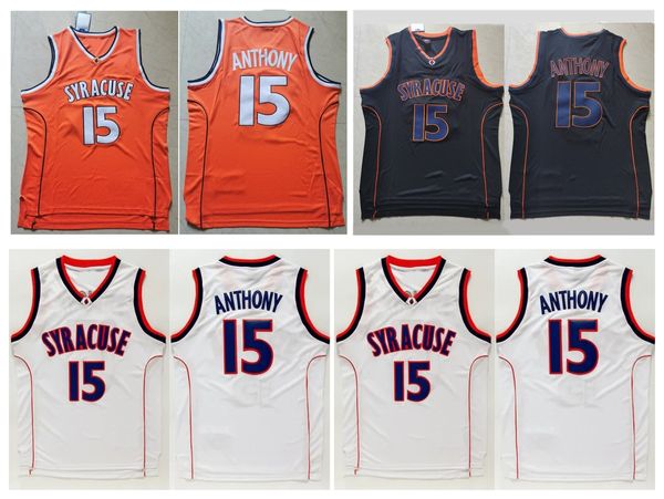 

carmelo 15 anthony syracuse college basketball jersey white blue size s-xxl, Black;red